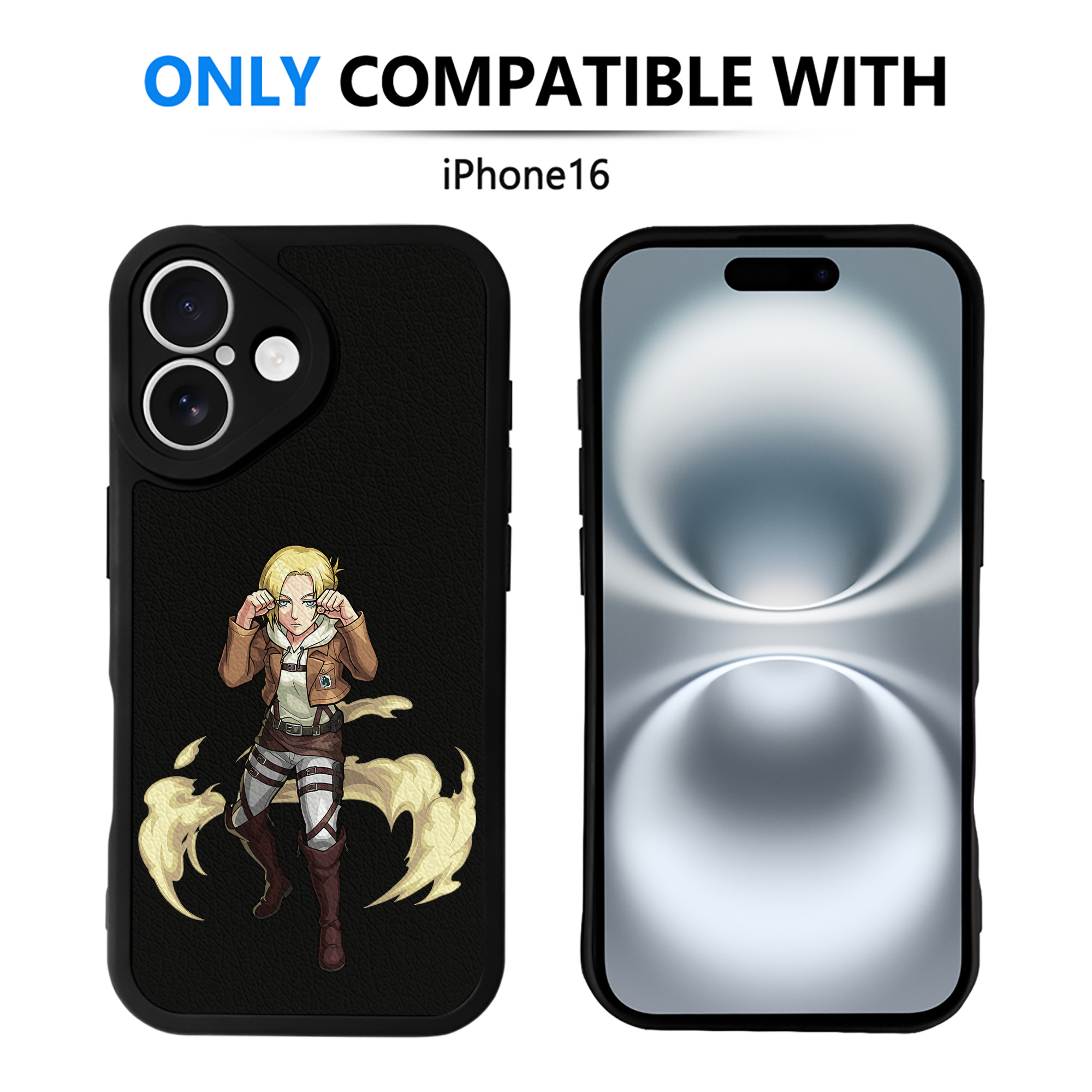 （画像用） 進撃の巨人 アニ・レオンハート Attack on Titan Annie Leonhart 【iPhone 16シリーズ対応】シリコンスマホケース（レザー調） 材質：シリコン